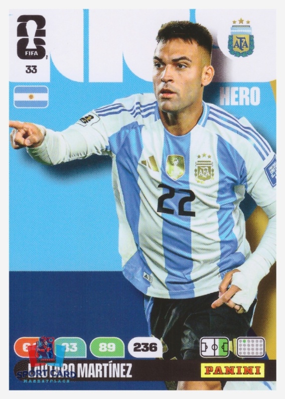 33 Lautaro Martinez Argentina Hero Panini FIFA World Cup 2026 Panini 25 Emiliano Martinez Argentina Hero Panini FIFA World Cup 2026 [7104] 568 